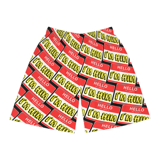 I'm Him Nametag Print Basketball Shorts