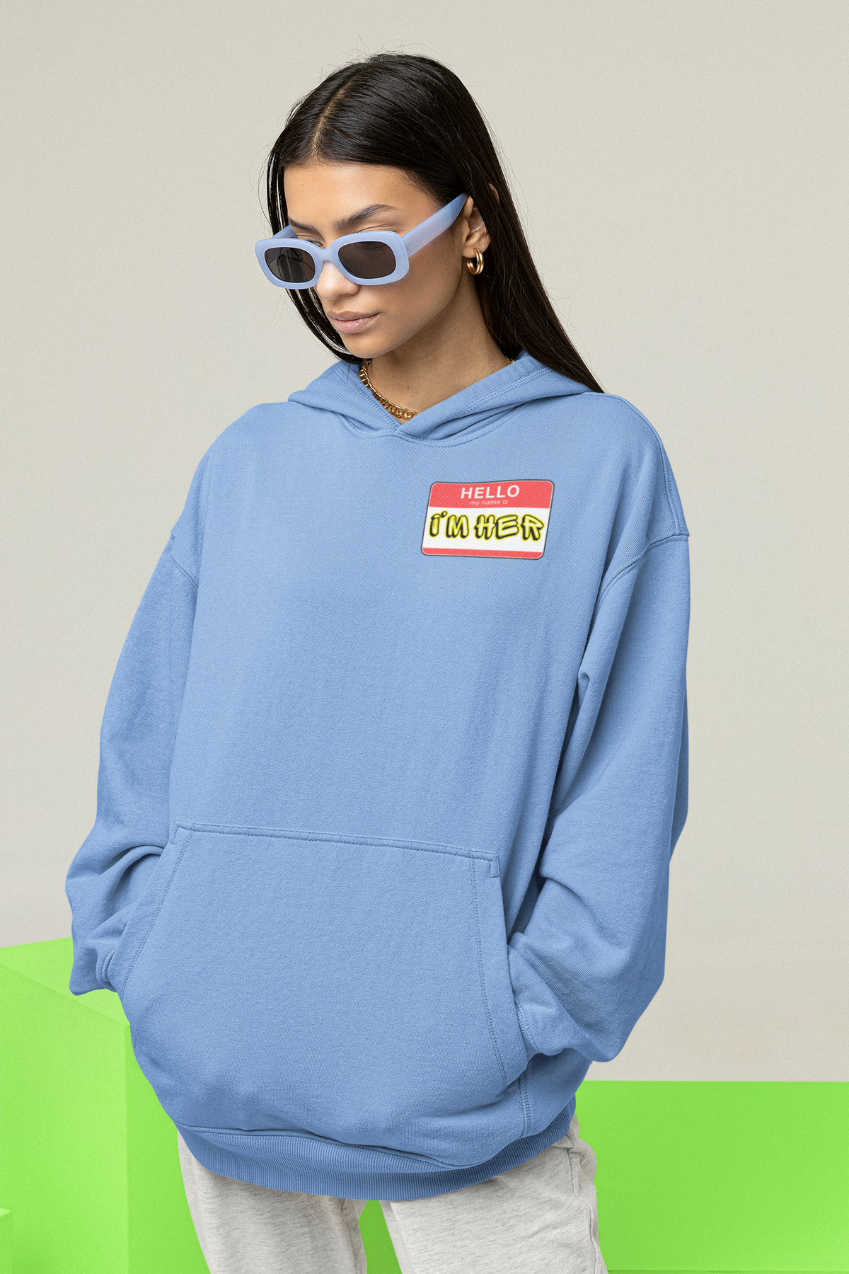"I'm Her" Nametag Hoodie.